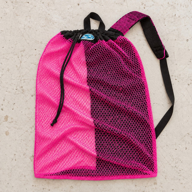 Open Box Stahlsac B.V.I. Mesh Backpack — Pink — open-box overhead flat lay