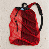Open Box Stahlsac B.V.I. Mesh Backpack — Red — open-box overhead flat lay