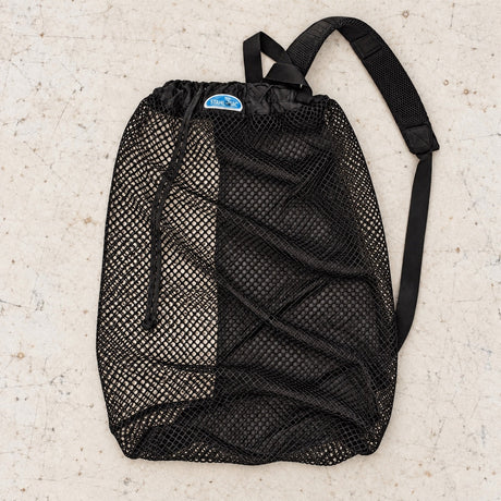 Open Box Stahlsac Panama Mesh Backpack — Black — open-box overhead flat lay