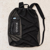 Open Box Stahlsac Bonaire Mesh Backpack — Black — open-box overhead flat lay