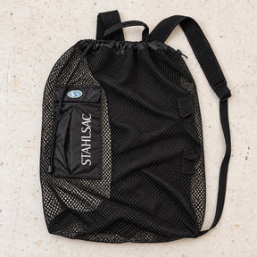 Open Box Stahlsac Bonaire Mesh Backpack — Black — open-box overhead flat lay