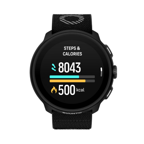 Suunto Run All Black steps and calories widget
