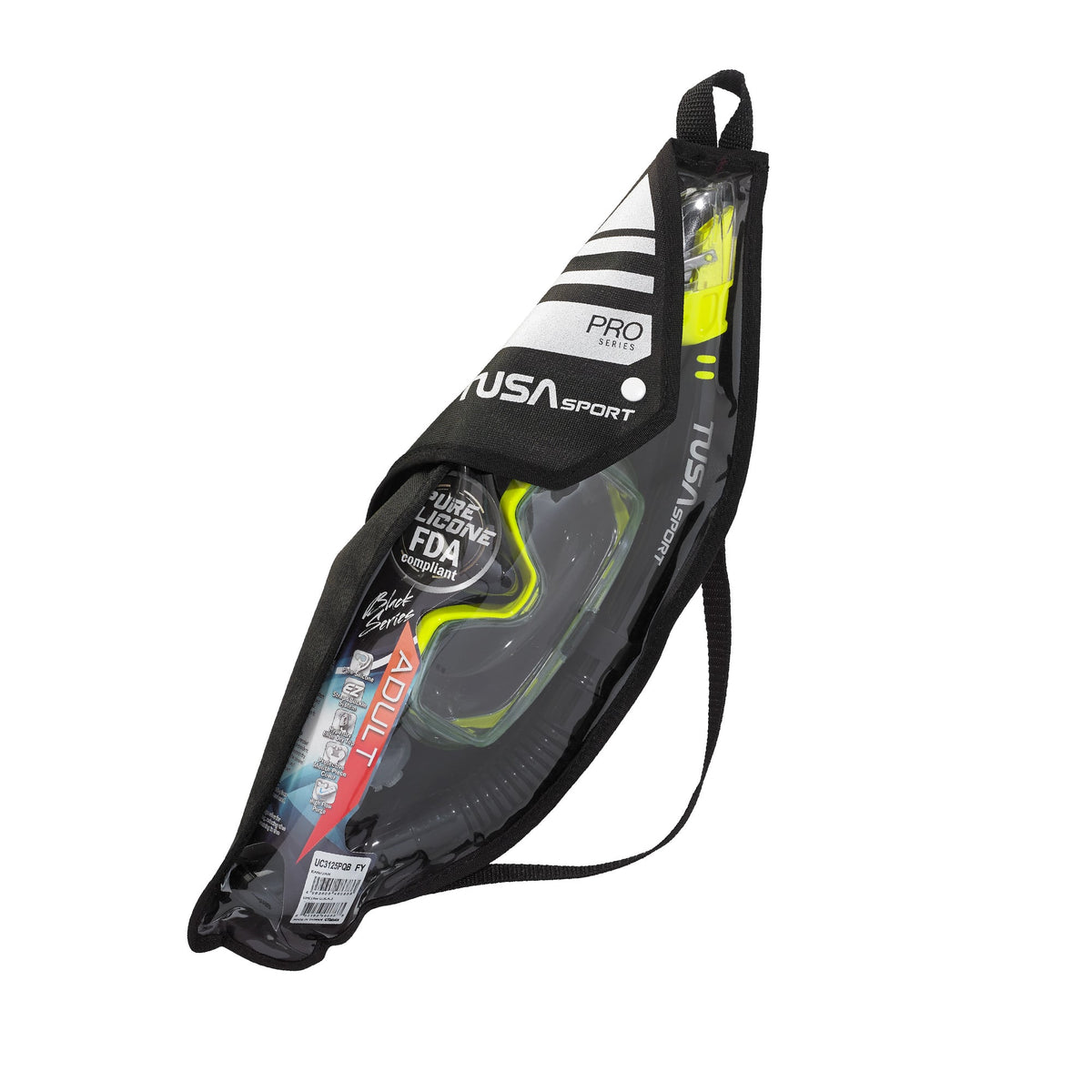 Tusa Visio Tri-Ex Mask and Snorkel Combo - Black/Black