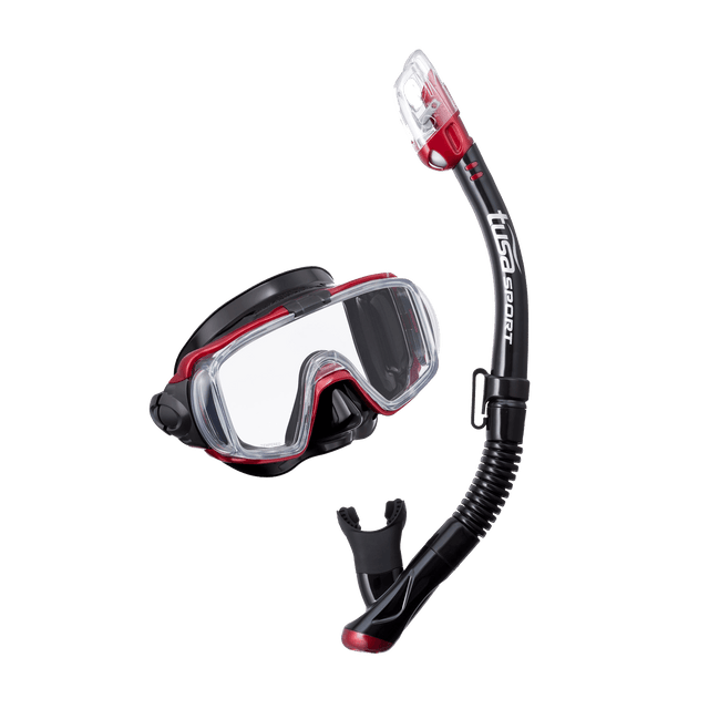 Tusa Visio Tri-Ex Mask and Snorkel Combo - Black/Black
