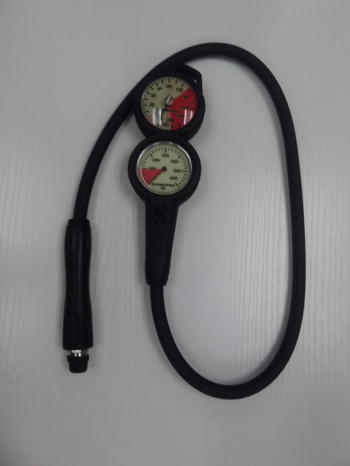 Used Scubapro 2-Gauge Metal Compact Pressure Gauge, Compact Depth Gauge Dive Console