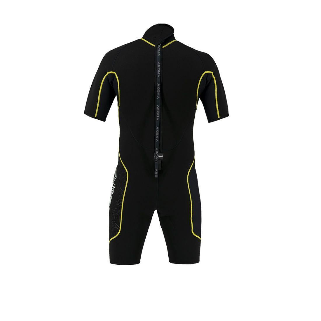 Akona 2.5mm Men's Shorty Back Zip Yellow Black Wetsuit-
