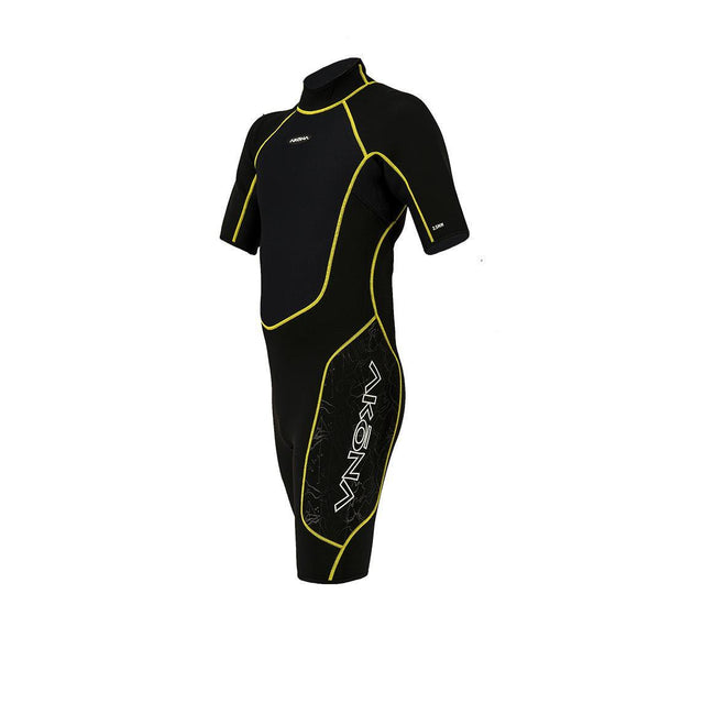Akona 2.5mm Men's Shorty Back Zip Yellow Black Wetsuit-S-