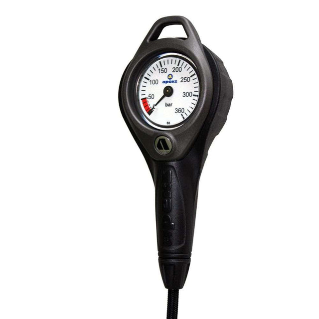 Apeks Pressure Gauge with Boot & Hose 360 Bar Black/Black-