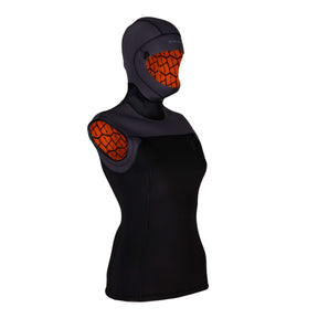 Apeks Thermiq Hooded Vest Womens 4/3mm-Black/Grey-XS-
