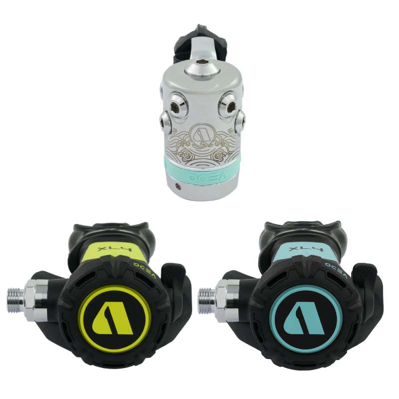 Apeks XL4 OCEA STAGE 3 Dive Regulator + Octopus Black/Light Blue-YOKE-Mint-