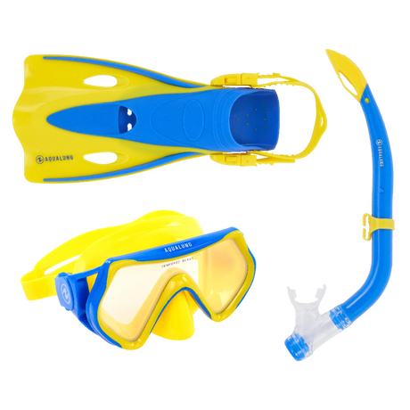 Aqualung HERO Snorkeling Set-Yellow - Blue - Lm-Lens Mirror-L/XL-