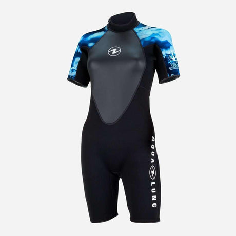 Aqualung Hydroflex Shorty 3/2mm Womens Dive Wetsuit-Black/Blue-XS-