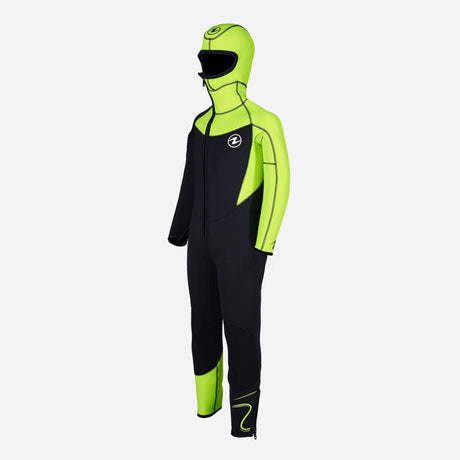 Aqualung Wave Junior Hooded 5mm Dive Wetsuit-Black/Bright Green-6Y-