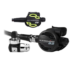 Atomic Aquatics B2 Regulator, DIN with Color Kit and Z2 Octo Scuba Diving Package-DIN-Black-