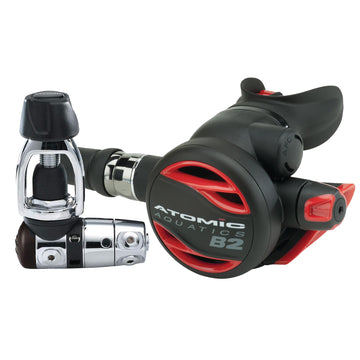 Atomic Aquatics B2 Regulator Set with Color Kit Included-Yoke Sealed-Red-