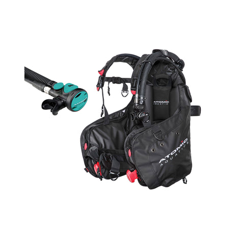 Atomic Aquatics BC1 BCD and SS1 Safe Second Inflator Diving Package-Black-XLarge-Aqua