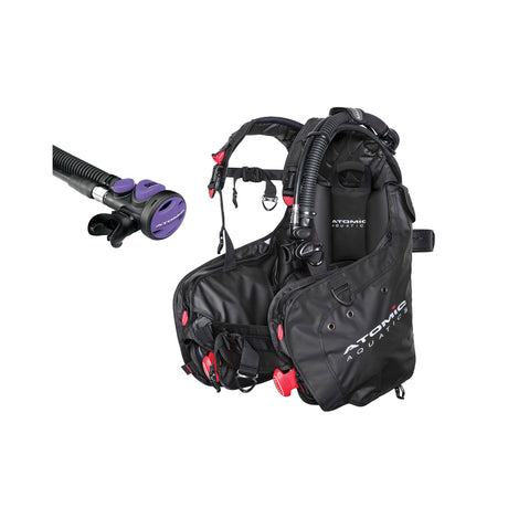 Atomic Aquatics BC1 BCD and SS1 Safe Second Inflator Diving Package-Black-XS-Purple