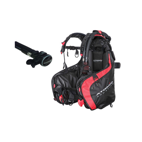 Atomic Aquatics BC1 BCD and SS1 Safe Second Inflator Diving Package-Red-Large-Titanium Black