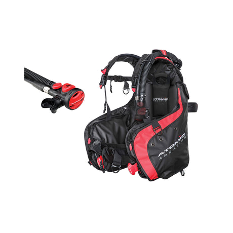 Atomic Aquatics BC1 BCD and SS1 Safe Second Inflator Diving Package-Red-Medium-Red