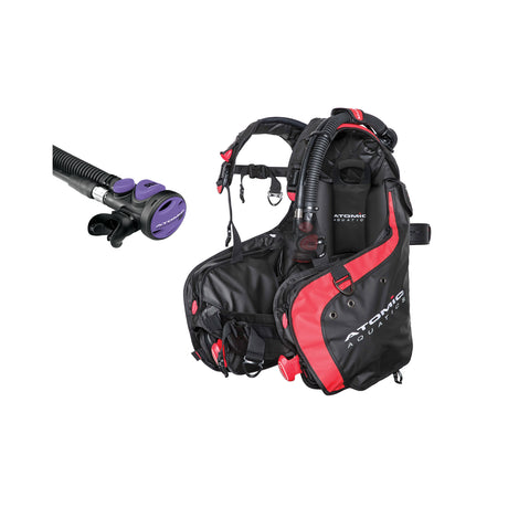Atomic Aquatics BC1 BCD and SS1 Safe Second Inflator Diving Package-Red-XLarge-Purple
