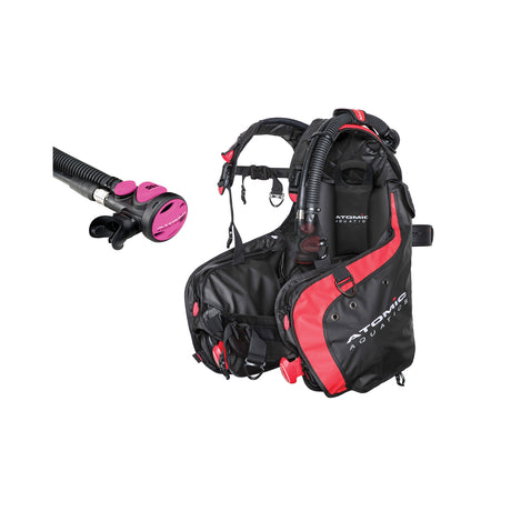 Atomic Aquatics BC1 BCD and SS1 Safe Second Inflator Diving Package-Red-XSmall-Pink