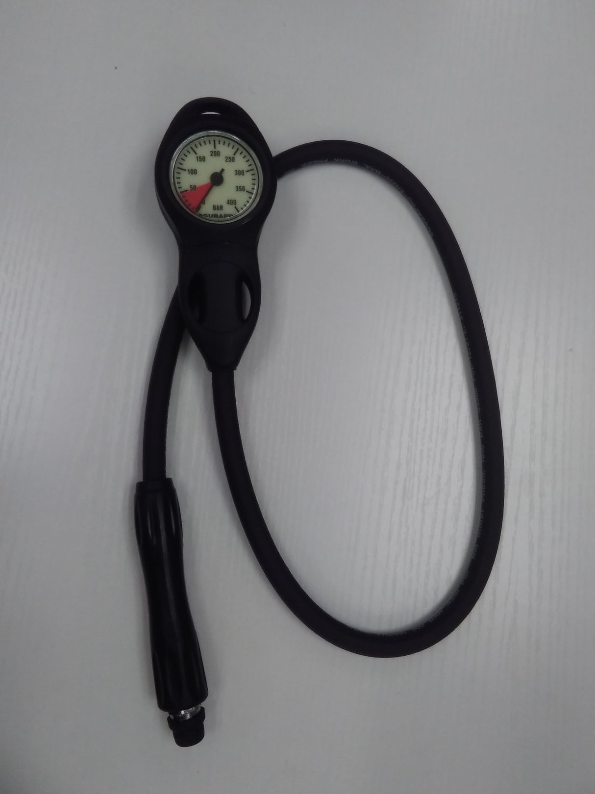 Used Scubapro Compact Plastic Pressure Gauge with Rubber U-Line boot and HP hose Dive Console