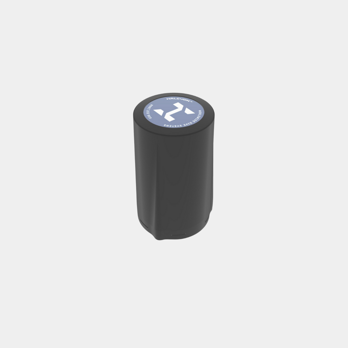 Halcyon Symbios Tank Pod transmitter top view with Halcyon logo