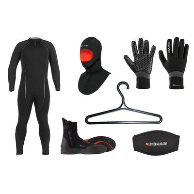 BARE Men's 5mm Reactive Full Wetsuit Package w/ FREE Wetsuit Hanger & Mask Strap
