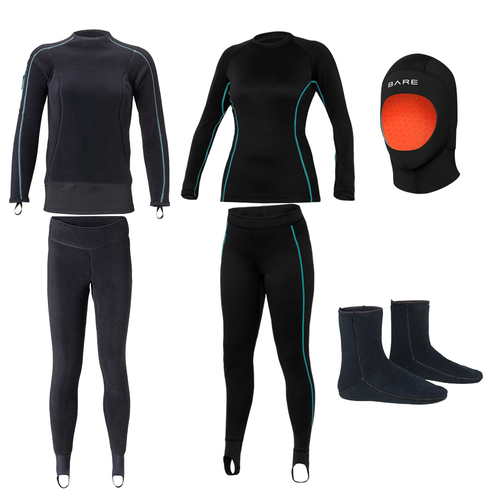 BARE WOMEN'S POLAR STRETCH MID-LAYER DRYSUIT PACKAGE #1