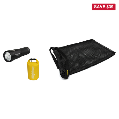 BigBlue Lobster Season Package – TL2600P 2600 Lumen Narrow Beam Tech Light + Free Morifish Game Bag — includes BigBlue 2600…