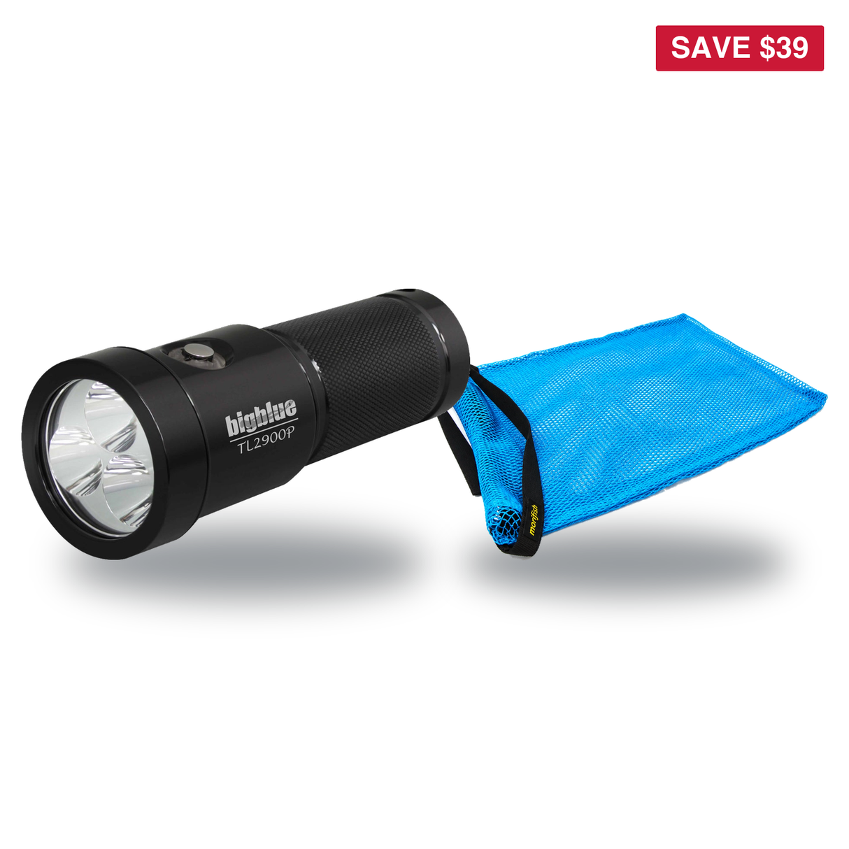BigBlue Lobster Season Package – TL2900P 2900 Lumen Narrow Beam Tech Light + Free Morifish Game Bag — includes BigBlue 2900…