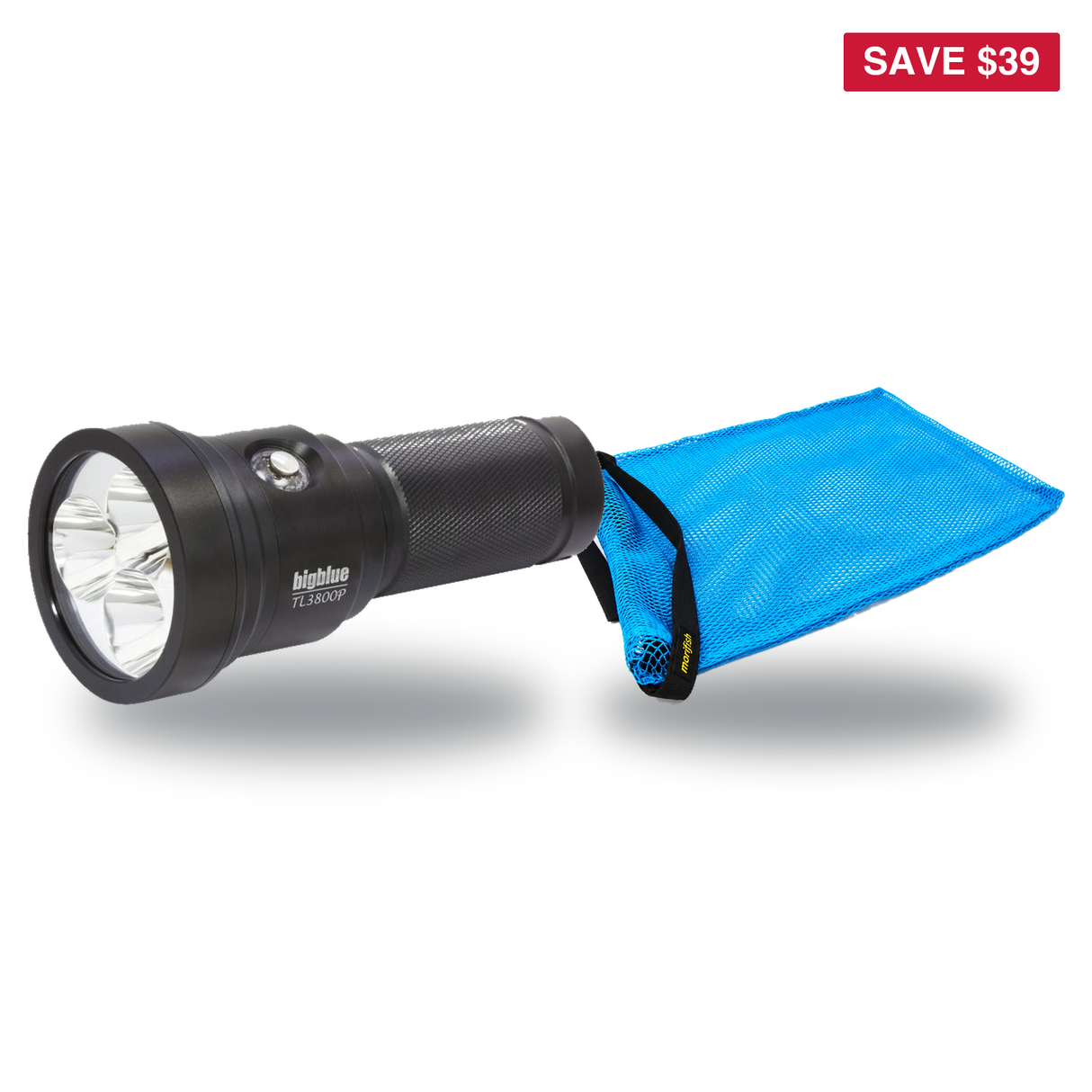 BigBlue Lobster Season Package – TL3800P 3800 Lumen Narrow Beam Tech Light + Free Morifish Game Bag — includes BigBlue 3800…