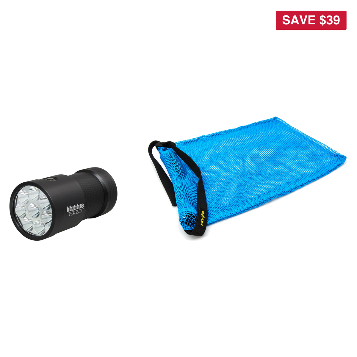 BigBlue Lobster Season Package – TL8000P 8000 Lumen Narrow Beam Tech Light + Free Morifish Game Bag — includes BigBlue 8000…