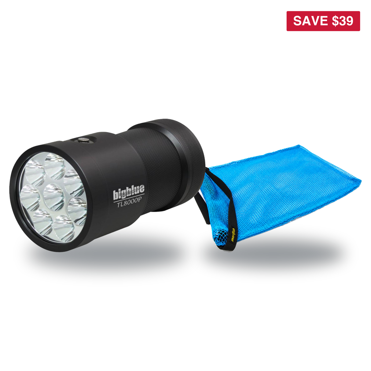 BigBlue Lobster Season Package – TL8000P 8000 Lumen Narrow Beam Tech Light + Free Morifish Game Bag — includes BigBlue 8000…
