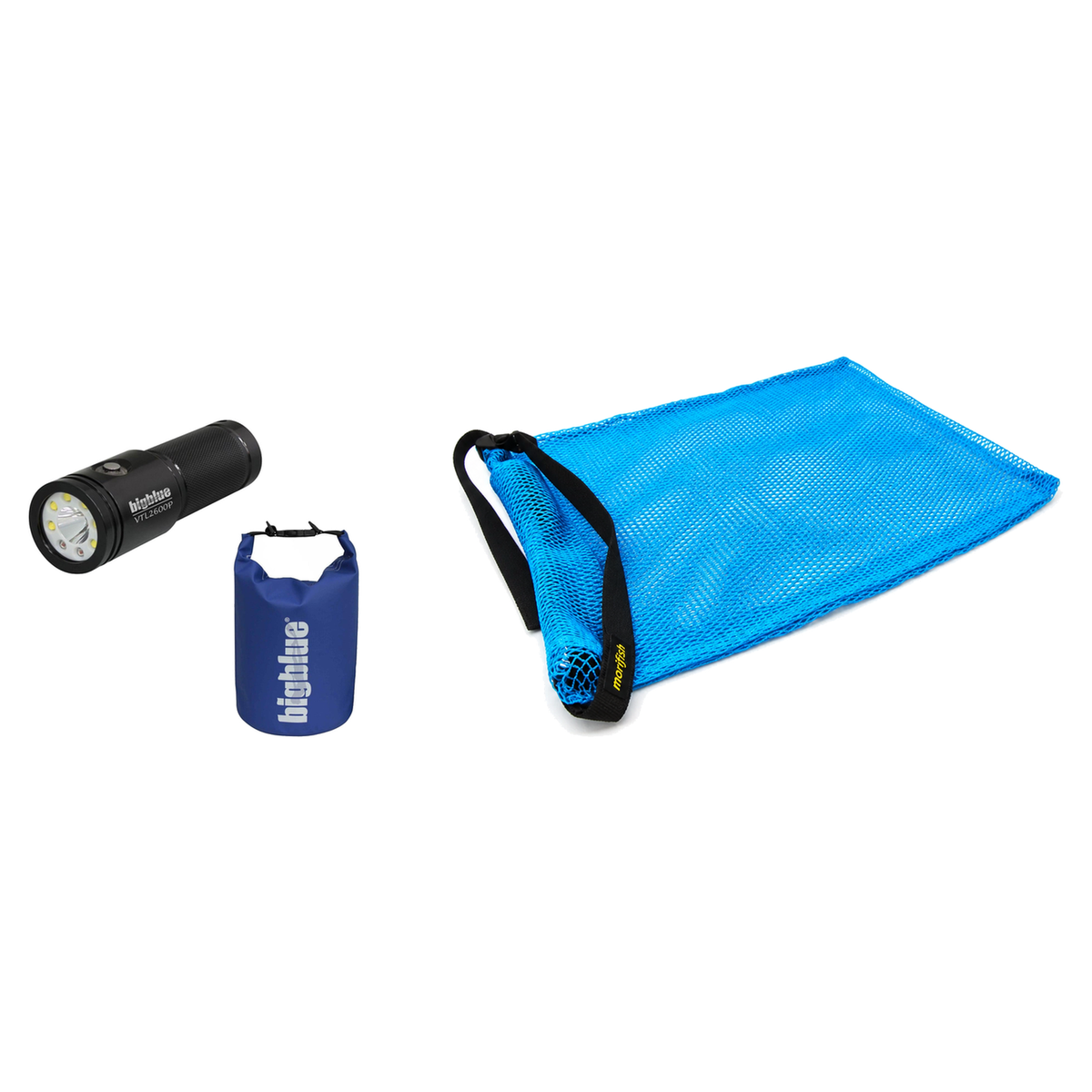 BigBlue Lobster Season Package – VTL2600P 2600 Lumen Video Tech Light + Free Morifish Game Bag — Glossy Black