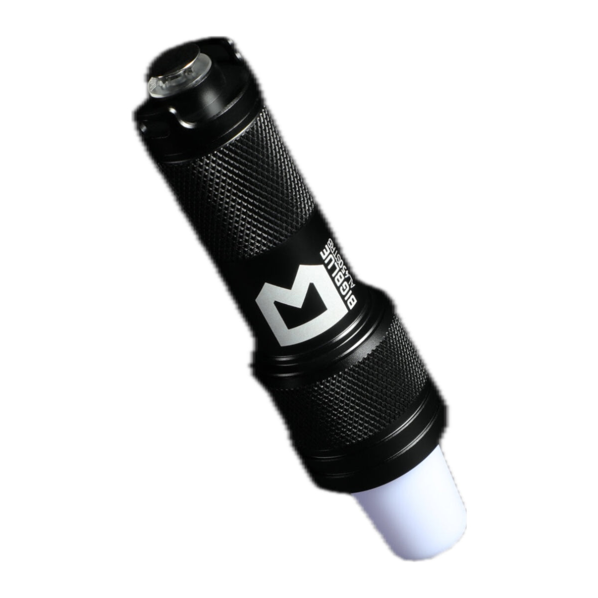 BigBlue AL450 Strobe upright showing the push-button switch, lanyard loop and white diffuser