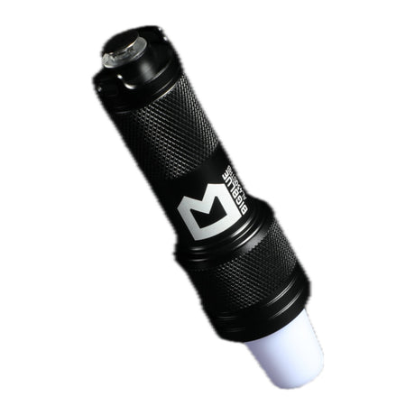 BigBlue AL450 Strobe upright showing the push-button switch, lanyard loop and white diffuser