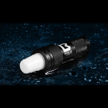BigBlue AL450STRB strobe on a wet surface showing the model name on the body