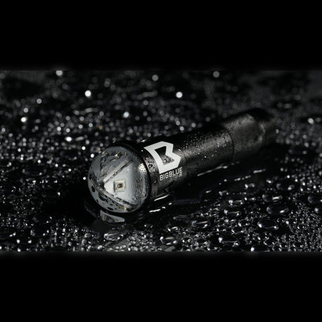 Bigblue STRB-IR infrared strobe on a wet surface showing the model name