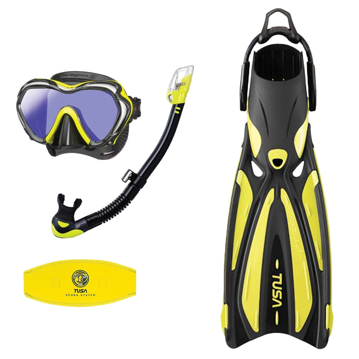 TUSA Masks, Snorkels, Fins Package