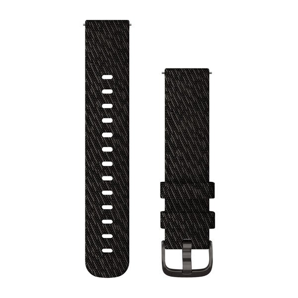 Garmin Quick Release Bands (20 mm) - Fabric / Black Pepper Woven Nylon with Slate Hardware