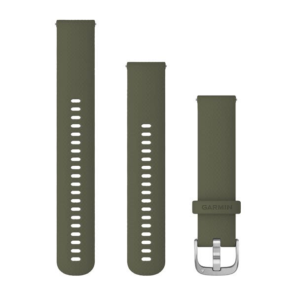 Garmin Quick Release Bands (20 mm) - Silicone / Moss with Silver Hardware