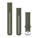 Garmin Quick Release Bands (20 mm) - Silicone / Moss with Silver Hardware
