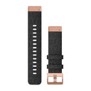 Garmin QuickFit 20 Watch Bands - Fabric / Heathered Black Nylon with Rose Gold Hardware