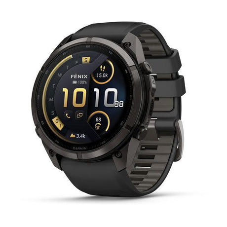 Garmin fenix 9 Pro – inReach, 51 mm Carbon Gray DLC Titanium with Black/Pebble Gray Silicone Band