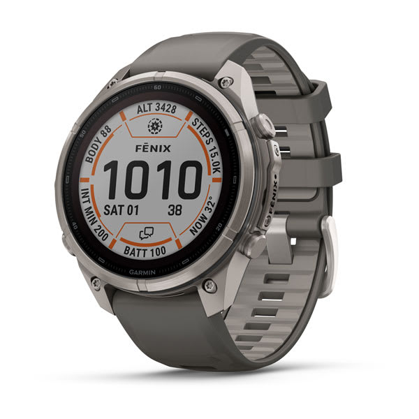 Garmin fenix 9 Pro – inReach, Solar, 47 mm Titanium with Pebble Gray/Silver Gray Silicone Band
