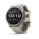 Garmin fenix 9 Pro – 43 mm, Titanium with Fog Gray/Dark Sandstone Silicone Band