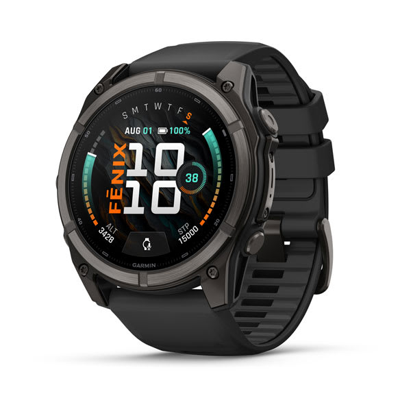 Garmin fenix 9 – 51mm, Carbon Gray DLC Titanium with Black Silicone Band