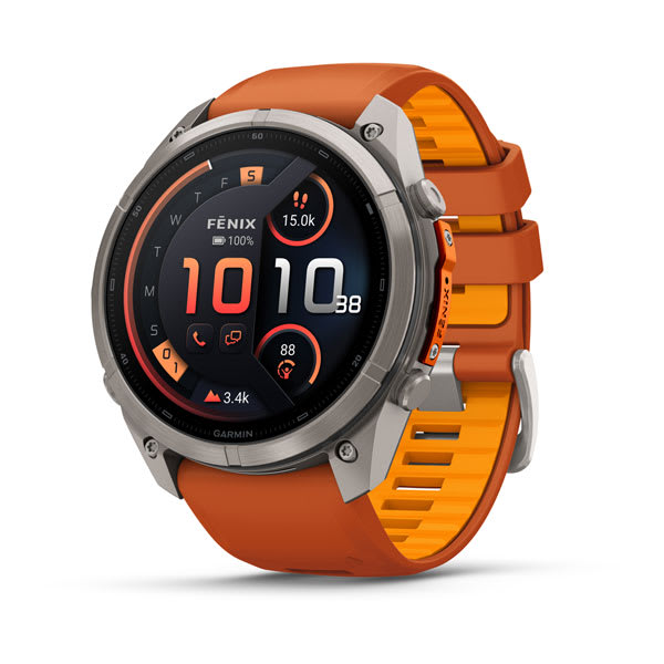 Garmin fenix 9 Pro – inReach, 51 mm Titanium with Autumn Orange/Spark Orange Silicone Band