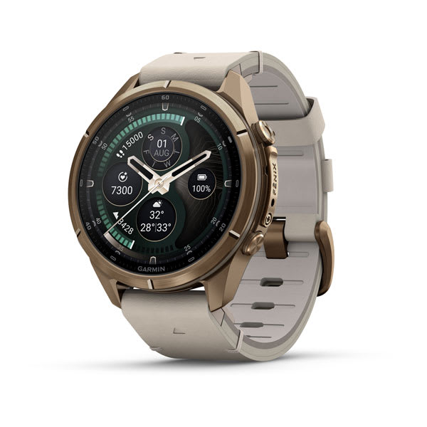 Garmin fenix 9 Pro – inReach, 43 mm Autumn Gold Titanium with Bone Leather Band